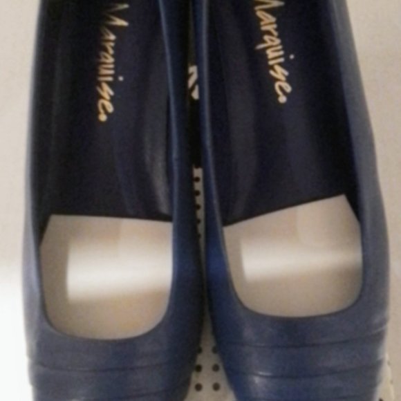 VINTAGE Classic MARQUISE Blue Leather PUMPS DRESS HEELS GORGEOUS! NEW in BOX - Picture 2 of 12